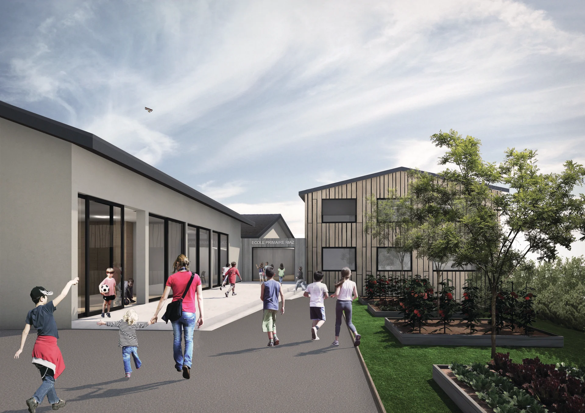 Bâtiment scolaire à Riaz — vue 1